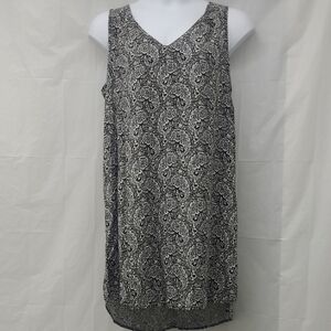 SunDress Black White Paisley  Sleeveless Soft Shift Summer Coastal Cool Light